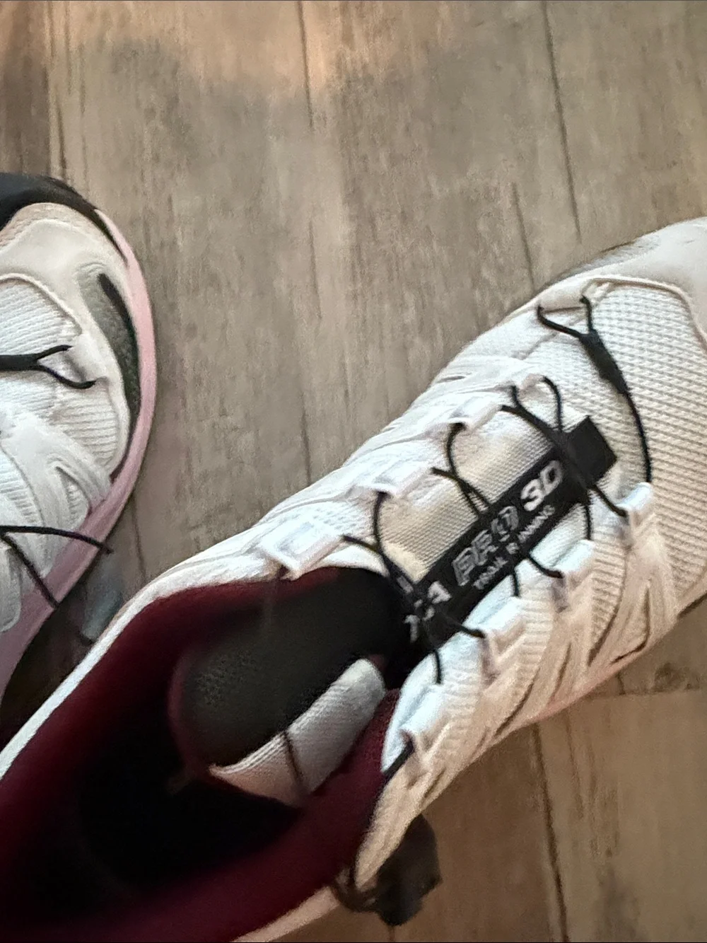 Salomon White, Pink and Maroon XA Pro 3D Women's Trail Shoes